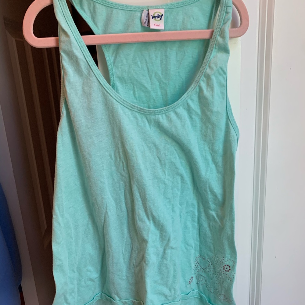 teal tank top work out top